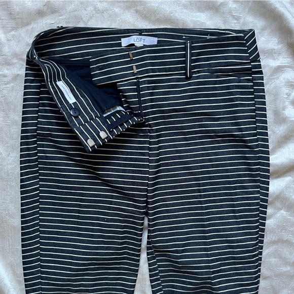 LOFT The Riviera Navy and Cream Striped Pants - Picture 2 of 8
